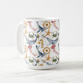 Mug Cheval de mer, Navires Roue, baleines, Crabe, Élev (Devant gauche)