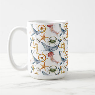 Mug Cheval de mer, Navires Roue, baleines, Crabe, Élev