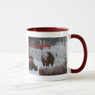 Mug Cheval de neige, Joyeux Noël !