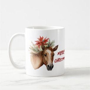Mug Cheval de Noël en aquarelle