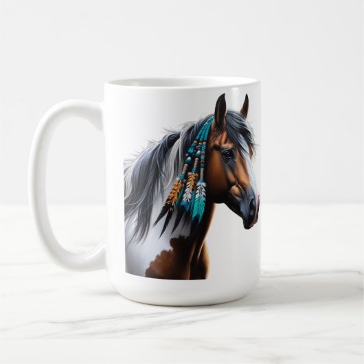 Mug Cheval de peinture avec perles autochtones (Gauche)