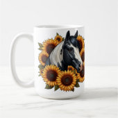 Mug Cheval de peinture noir et blanc avec tournesol (Gauche)