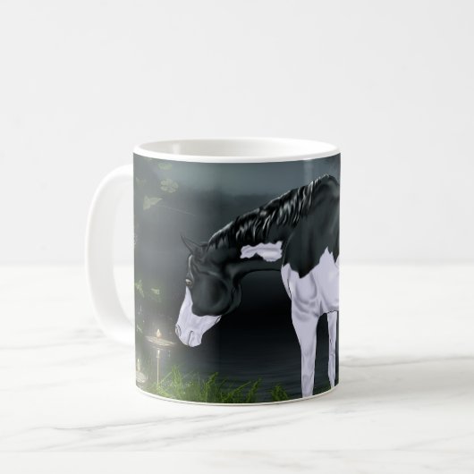 Mug Cheval de peinture overo à cadre noir et blanc (Devant gauche)