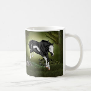 Mug Cheval de peinture overo noir et blanc sautant - A