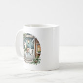 Mug Cheval de rocking Festive Noël ajouter monogramme (Devant gauche)