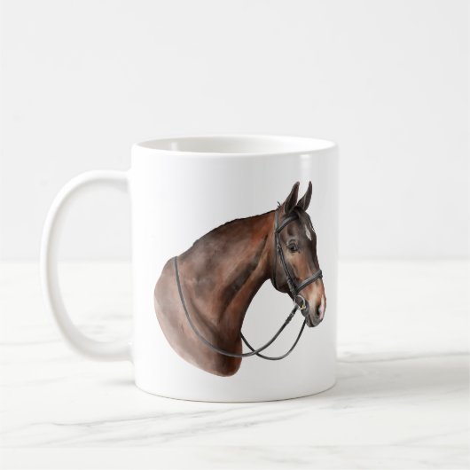 Mug Cheval de Watercolor Bay dans une brique (Gauche)