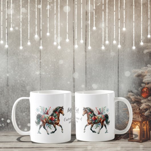 Mug Cheval d'hiver aux fleurs