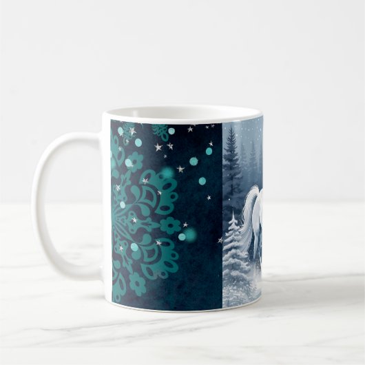 Mug Cheval d'hiver blanc magique (Gauche)