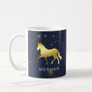 Mug cheval d'or étoiles équestre Monogramme