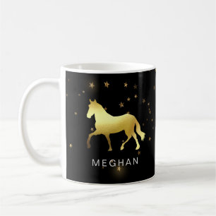 Mug cheval d'or étoiles équestre Monogramme