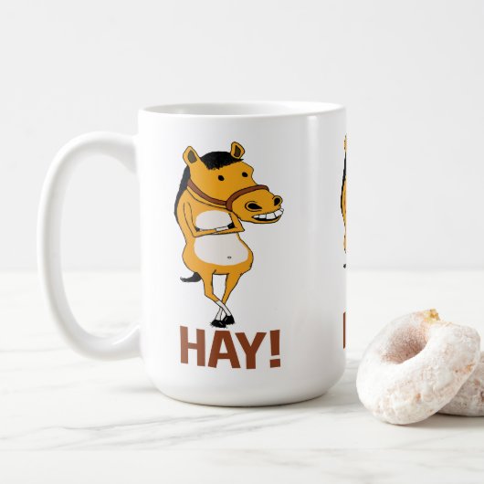 Mug Cheval drôle laissé tomber par pour dire le foin (Avec donut)