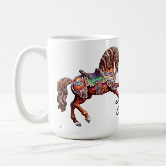 Mug Cheval en bois orné (Gauche)