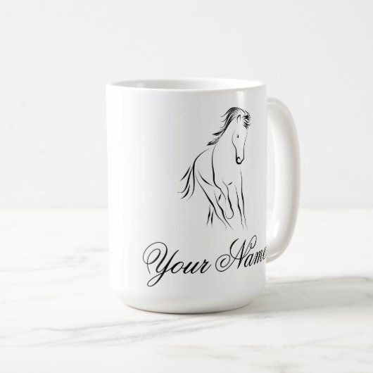 Mug Cheval en couleur noire (Devant droit)