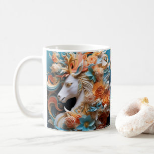 Mug Cheval et fleurs, Cadeau équestre, Équitation
