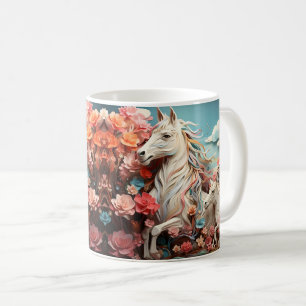Mug Cheval et forêt, Cadeau équestre, Équitation