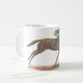 Mug Cheval et jockey de course verts (Devant gauche)