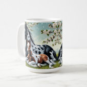 Mug Cheval et poulain reposent au milieu des arbres en (Devant gauche)