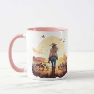 Mug Cheval fille Cowgirl cheval amoureux du désert cou