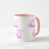 Mug Cheval fille en violet avec tête de cheval Police (Devant droit)