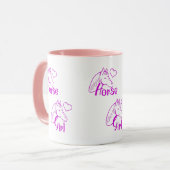 Mug Cheval fille en violet avec tête de cheval Police (Devant gauche)