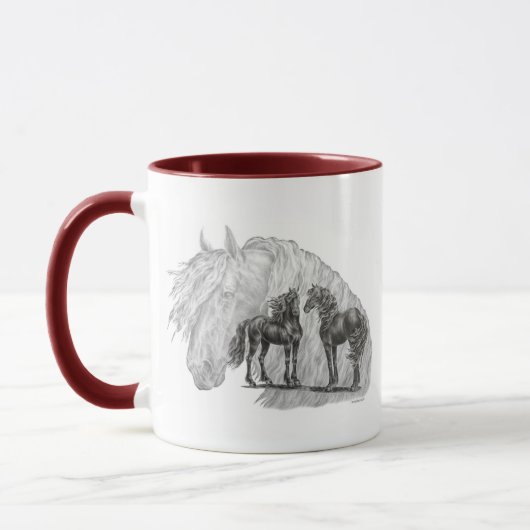 Mug Cheval friésien Noir Manes Tails (Gauche)