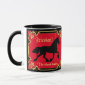 Mug Cheval friésien, silhouette/or/muqueuse noire/noir (Gauche)