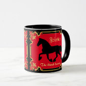 Mug Cheval friésien, silhouette/or/muqueuse noire/noir (Devant droit)