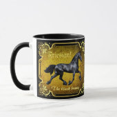 Mug Cheval friésien, silhouette/or/muqueuse noire/noir (Gauche)