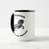 Mug Cheval frison et noir d'étalon, la beauté noire (Devant gauche)