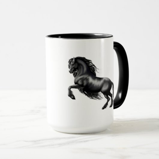 Mug Cheval frison et noir d'étalon, la beauté noire (Devant droit)