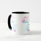 Mug Cheval Girl en rose et turquoise (Devant gauche)