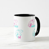 Mug Cheval Girl en rose et turquoise (Devant droit)
