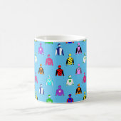 Mug Cheval Jockey Motif en soie sur bleu (Centre)