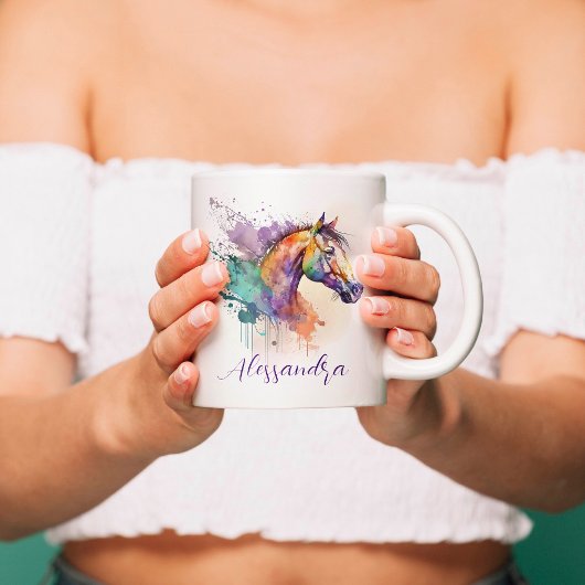Mug Cheval Lover Aquarelle Nom Musique