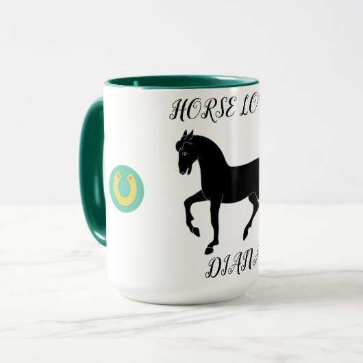 Mug Cheval Lover deux tonneaux avec un nom personnalis (Devant gauche)