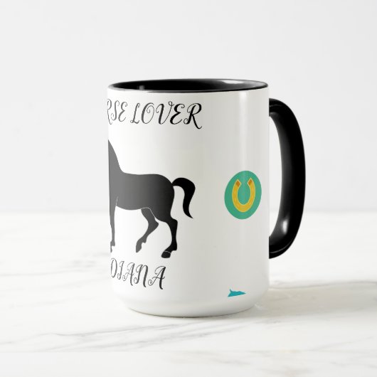 Mug Cheval Lover deux tonneaux avec un nom personnalis (Devant droit)