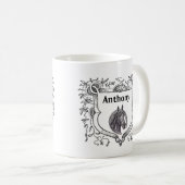 Mug Cheval Lover Ornate Shield Etching Antique Sketch (Devant droit)