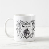 Mug Cheval Lover Ornate Shield Etching Antique Sketch (Gauche)