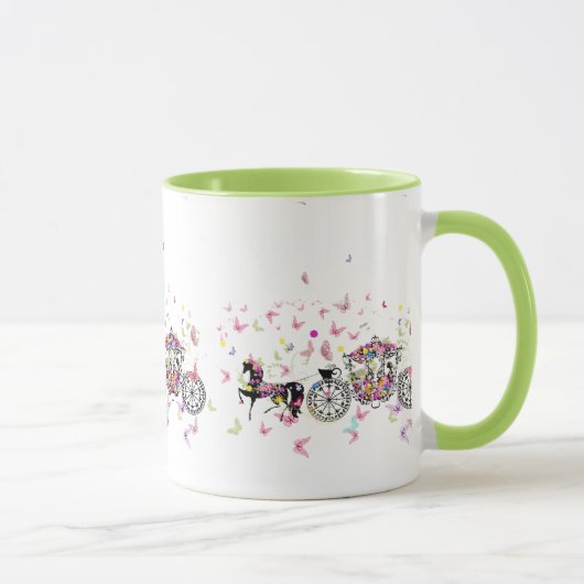 Mug Cheval mariage & Fleurs de transport & Papillons (Droite)