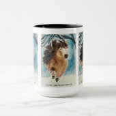 Mug Cheval miniature en Neige Aquarelle Art original (Centre)