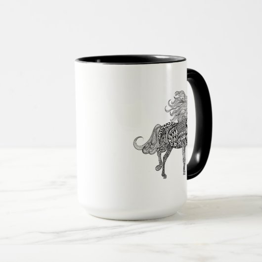 Mug Cheval noir inspiré (Devant droit)