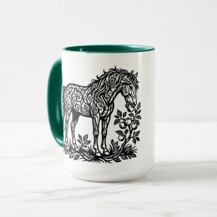 Mug Cheval Ornemental Mangeant des Pommes Silhouette F