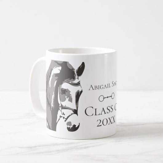 Mug Cheval personnalisé et Snaffle Bit Grey Graduation (Devant gauche)