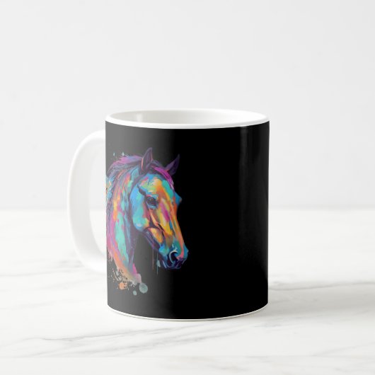 Mug Cheval Pop Coloré Portrait Chevaux (Devant gauche)