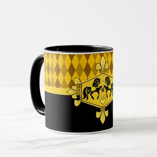 Mug Cheval populaire Friésien noir, Empreinte diamant (Devant gauche)