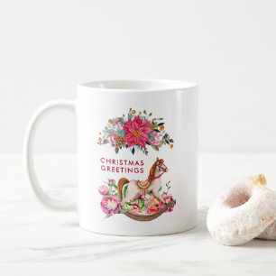 Mug Cheval rocheux victorien et Poinsettia Noël