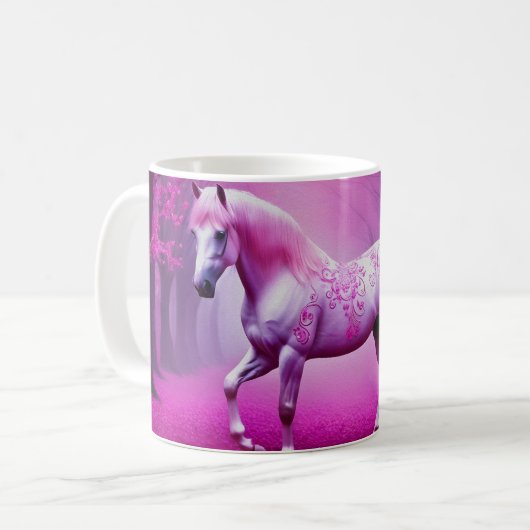 Mug Cheval rose mystique dans une forêt d'imaginaires (Devant gauche)