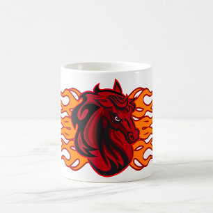 Mug Cheval rouge fière avec flammes