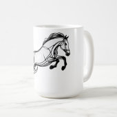 Mug Cheval Sauter Doodle noir et blanc (Devant droit)