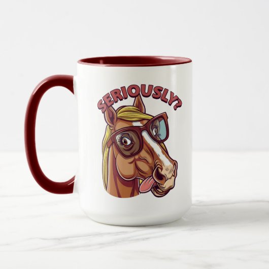 Mug Cheval Sérieusement Cool - Café Drôle & Design (Gauche)